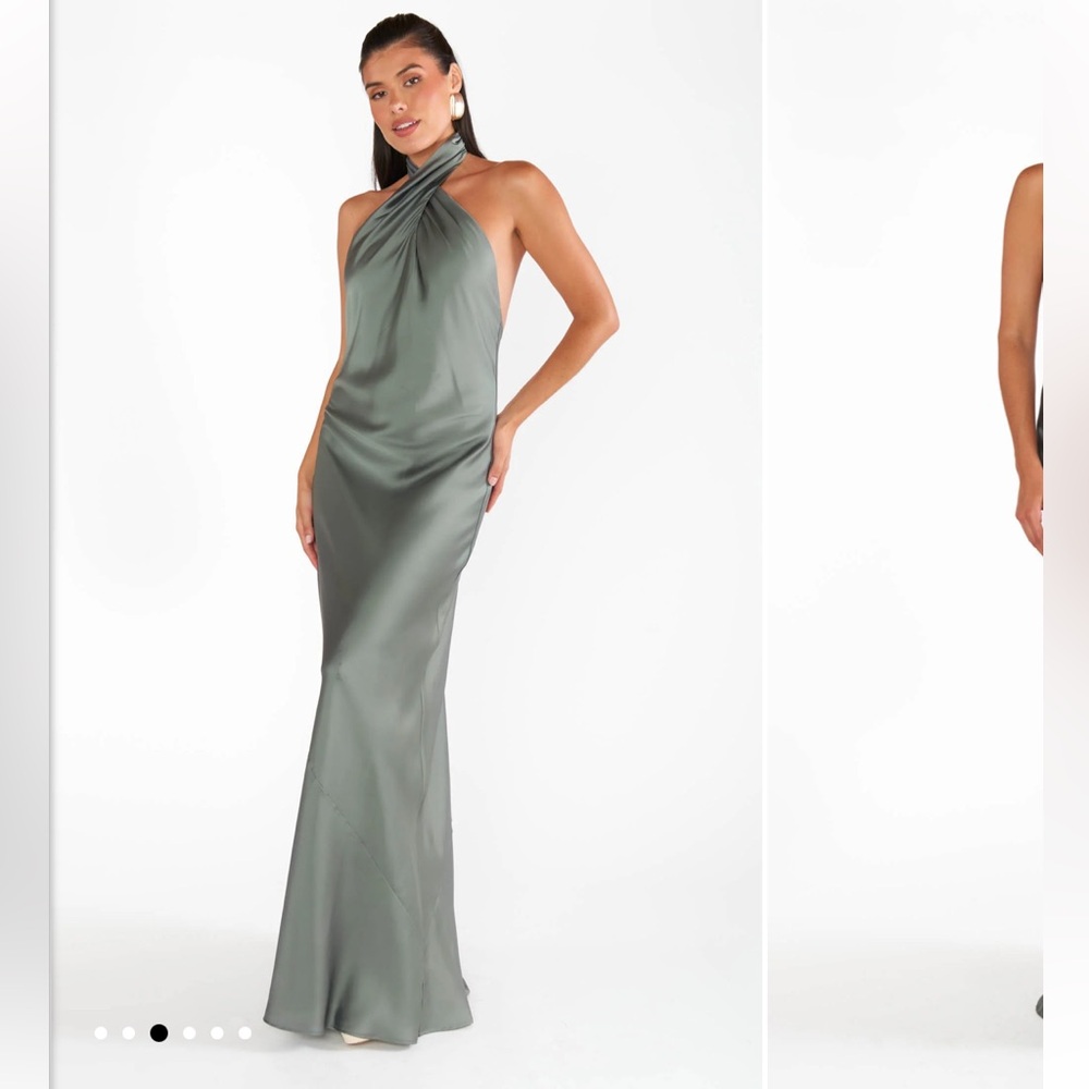 Show Me Your Mumu Jasmine Halter Maxi Dress ~ Deep Sage Luxe Satin
